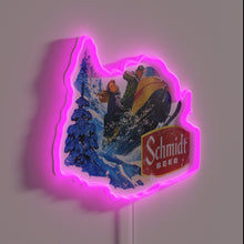 Charger l&#39;image dans la galerie, Neon illuminated snowmobile with Schmidt Beer logo in vibrant colors