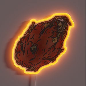 Vibrant Neon Sign featuring Semi-Realistic Dragon Fruit in Colorful Hues