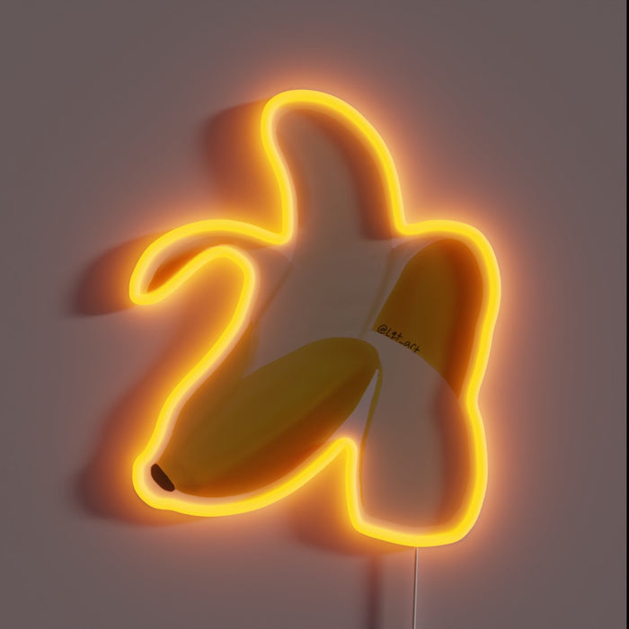 Vibrant RGB Neon Sign Depicting a Semi Realistic Banana Design