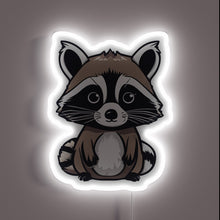 Charger l&#39;image dans la galerie, Whimsical semi-realistic raccoon in vibrant RGB neon lighting display.