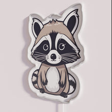 Charger l&#39;image dans la galerie, Colorful whimsical neon raccoon wall decor with semi realistic design.