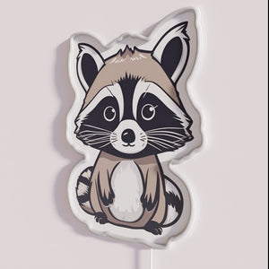 Colorful whimsical neon raccoon wall decor with semi realistic design.