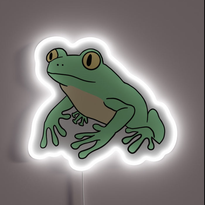 Glowing Neon Sign Featuring A Semi-Realistic Frog Design