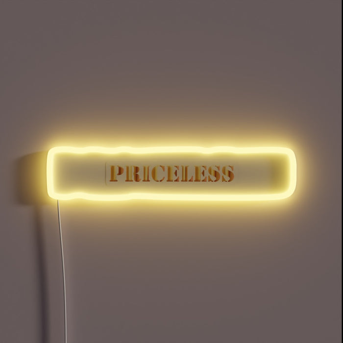 Vibrant Semi-Realistic Golden Textured Priceless Neon Sign in Resplendent RGB