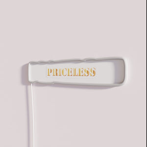 Glowing Semi-Realistic Golden Textured Neon Sign with Priceless RGB Accent
