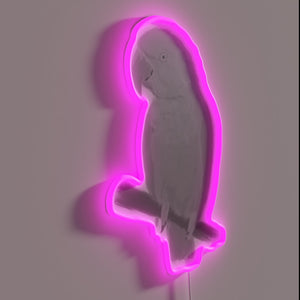 Vibrant semi-realistic parakeet neon light adds unique colorful ambiance instantly outside.