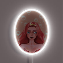 Charger l&#39;image dans la galerie, Vibrant underwater portrait of adorable mermaid in glowing neon colors.