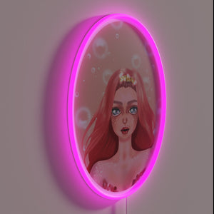 Underwater fantasy meets modern glow with mermaid portrait neon art.