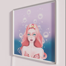 Charger l&#39;image dans la galerie, Neon mermaid portrait art for home decor and ocean fans