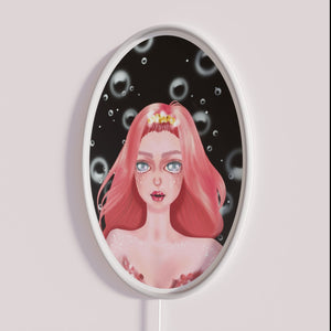 Underwater Fantasy Decor with Glowing Neon Mermaid Portrait Sign Artwork