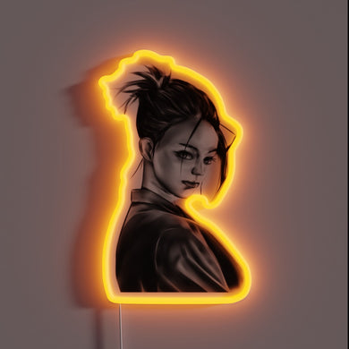 Vibrant Neon Portrait of Asian Woman in Semi-Realistic Color Scheme