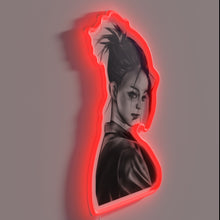 Charger l&#39;image dans la galerie, Vibrant semi-realistic portrait of an Asian woman in neon light