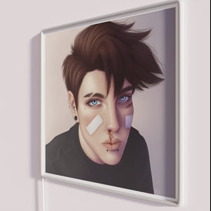 Unique semi-realistic portrait illumination with vibrant color changing LED neon lights