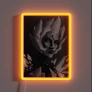 Glowing Portrait of Steven Universe's Sapphire Crystal in Neon Light