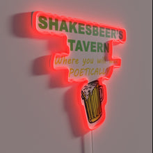 Charger l&#39;image dans la galerie, Vintage Shakespeare&#39;s Pub Sign in Bright RGB Neon Glow