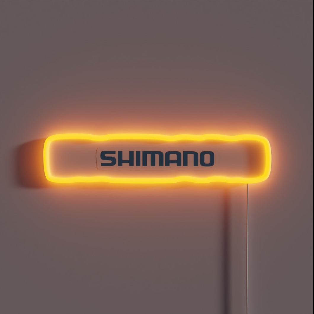 Shimano brand RGB neon sign for bicycles and cycling accessories.