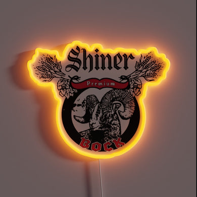 Neon beer advertisement featuring iconic Shiner's Bock Texas logo branding.