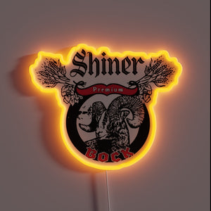 Neon beer advertisement featuring iconic Shiner's Bock Texas logo branding.