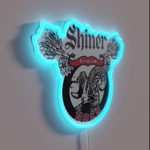 Texas-inspired neon beer sign featuring Shiners Bock logo in RGB colors