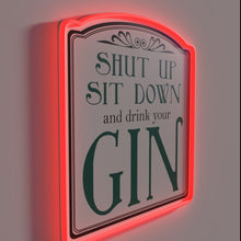 Charger l&#39;image dans la galerie, Vintage Gin Bar Decor RGB Neon Sign with Humorous Warning Message