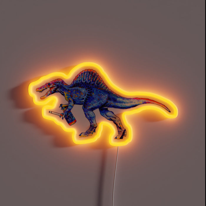 Brilliant glowing art of prehistoric predator lights up any space.