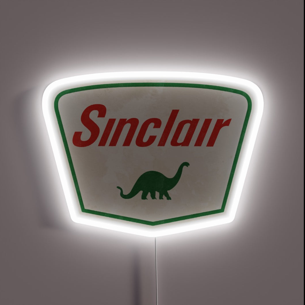 Retro-inspired Sinclair Oil vintage logo in vibrant essential RGB neon.