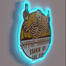 Charger l&#39;image dans la galerie, Neon sign featuring bourbon and sunny vibes in bold color.