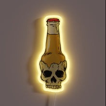 Charger l&#39;image dans la galerie, Glowing beer bottle skull decoration with vibrant RGB neon lighting