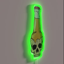 Charger l&#39;image dans la galerie, RGB Neon Sign: A Brewing Bar&#39;s Edgy Skull Bottle Design