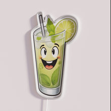 Charger l&#39;image dans la galerie, Vibrant neon bar decor featuring smiling mojito design with colors