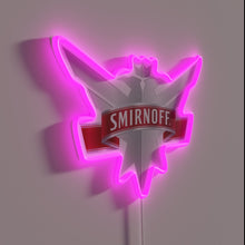 Charger l&#39;image dans la galerie, Vibrant Smirnoff Logo Neon Sign Illuminates Your Home Bar Space.
