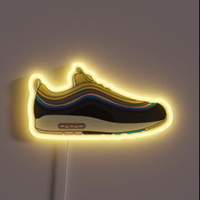 Charger l&#39;image dans la galerie, That neon-lit Air Max 1/97 is screaming retro drip with a modern twist. Perfect for the hypebeast wall setup. 💛👟💡