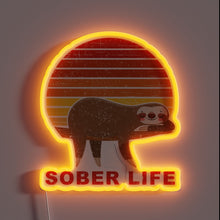 Charger l&#39;image dans la galerie, Vibrant neon sign promoting sober lifestyle with retro sunset design.