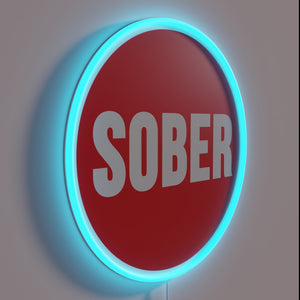 Sober living support logo illuminated with vibrant RGB neon colors.