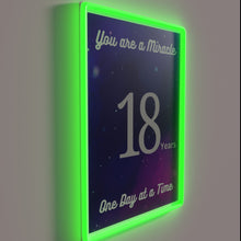 Charger l&#39;image dans la galerie, Neon Anniversary Sign Celebrating 18 Years of Sobriety and Recovery