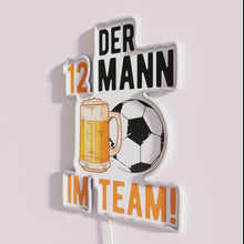 Charger l&#39;image dans la galerie, Neon Sign with Happy Soccer Player Enjoying Beer in Colorful