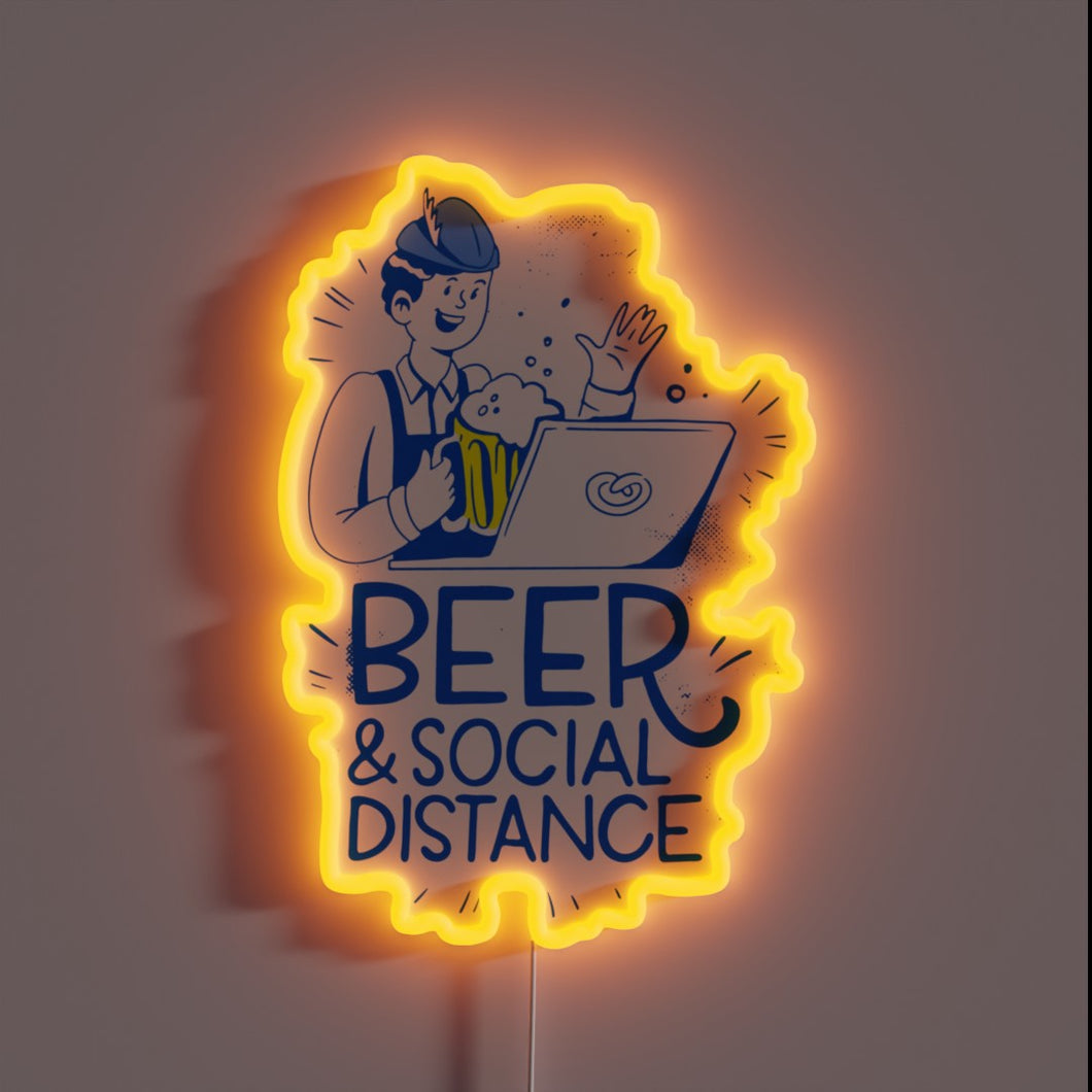 Neon Sign: Celebrate Oktoberfest from home during COVID-19 Lockdown.
