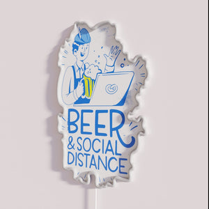RGB Neon Sign: Social Distancing Oktoberfest Covid Lockdown Corona Quarantine Decor