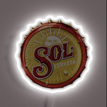 Charger l&#39;image dans la galerie, Vibrant LED sign featuring a stylized bottlecap design with colorful glow.