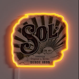 Brighten up your space with this vibrant Sol Cerveza sign