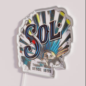 Bright vibrant Sol Cerveza RGB beer pub neon bar signage