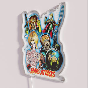 Unique Retro Martian Invasion Neon Sign for Film Enthusiasts Decoration