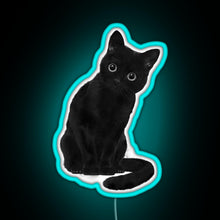 Charger l&#39;image dans la galerie, Spooky Cute Cat RGB neon sign lightblue 