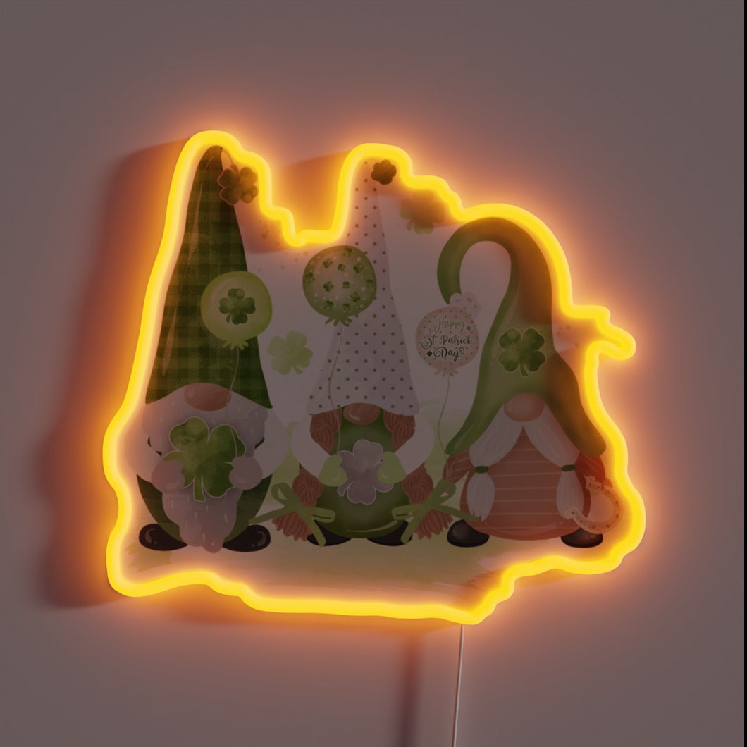 Irish Luck Gnomes Glow with Vibrant RGB Neon Sign Delight