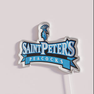 St. Peter's vibrant peacocks illuminated in colorful RGB neon lighting.