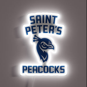 Vibrant St. Peter's Peacocks Iconic Neon Sign in Rich Colors