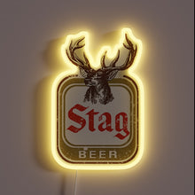Charger l&#39;image dans la galerie, Stag Beer neon sign with vintage deer logo and retro glow.
