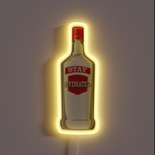Charger l&#39;image dans la galerie, &quot;Stay Hydrated&quot; bottle neon sign with yellow glow.