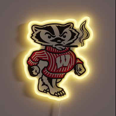 Customizable RGB Neon Sign: Stoned Bucky Badger Official UW Campus Decor