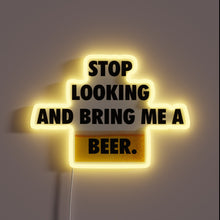 Charger l&#39;image dans la galerie, Attention bartender serve immediately RGB illuminated retro neon bar sign